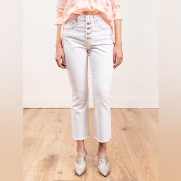 Veronica Beard / Carolyn white baby boot jeans with fray 28 - Picture 4 of 8